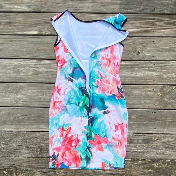 Bisou Bisou floral sheath dress sleeveless with contrast Sz Small - Picture 11 of 16